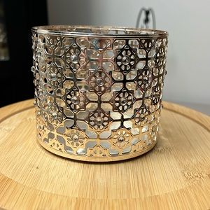 Silver candle holder with rhinestones